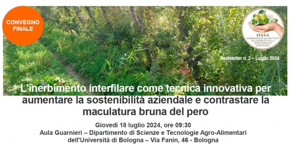 Convegno: L&#039;inerbimento interfilare come tecnica innovativa per aumentare la sostenibilità aziendale e contrastare la  maculatura bruna del pero